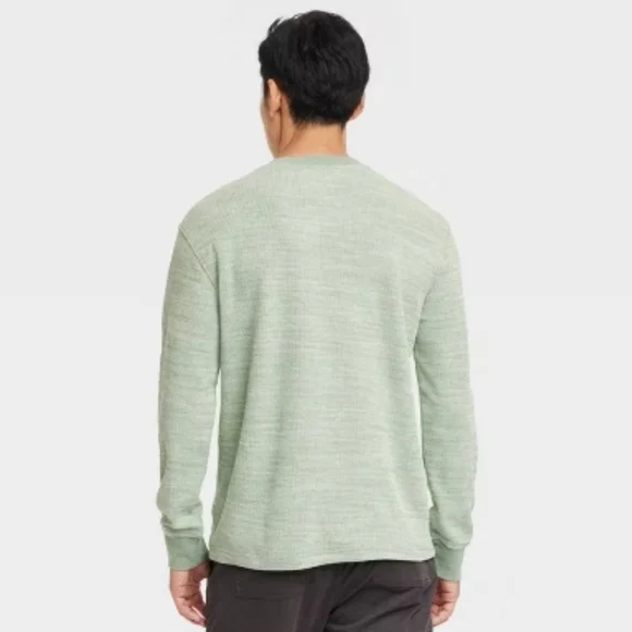 NWT Goodfellow & Co. Men's Long Sleeve Textured Henley T-Shirt - Sage Green M - Picture 3 of 6